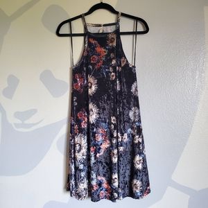 Crushed Velvet Floral Dress